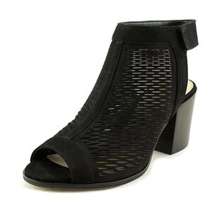 Vince Camuto Lavette Perforated Black Peep Toe Bootie Sandal Size 5